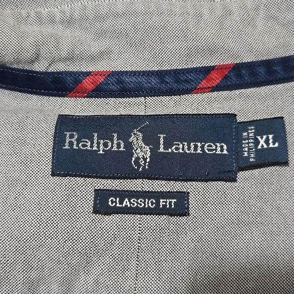 Ralph Lauren Long Sleeve Button Front Collared Shirt Light Gray Men's XL - Picture 8 of 10